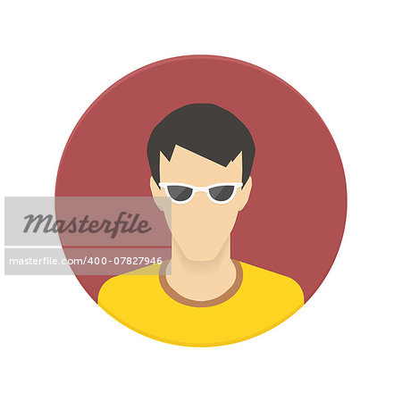 Vector icon of user avatar for web site or mobile app. Man face in flat style for social network profile
