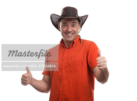 man in a cowboy hat isolated on white background