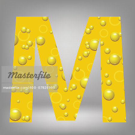 colorful illustration with beer letter M on a grey background
