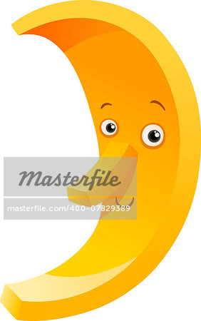 Cartoon Illustration of Cute Moon Character Clip Art