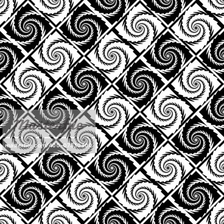 Design seamless monochrome vortex pattern. Abstract twisted textured background. Vector art
