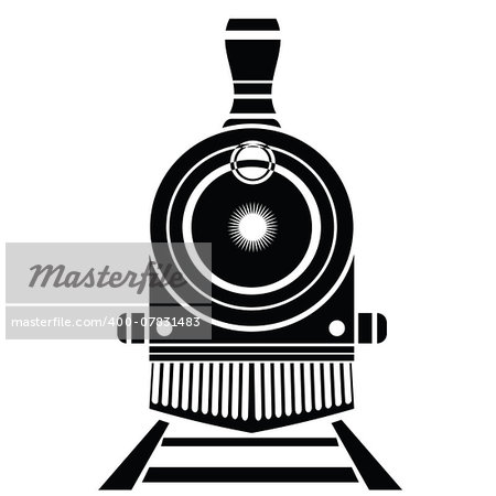 illustration with old train icon on a white background
