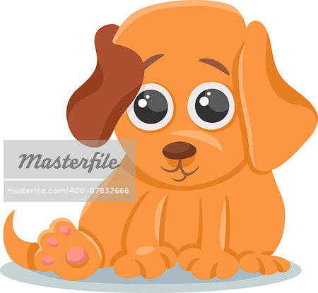 Cartoon Illustration of Cute Little Baby Animal Dog or Puppy