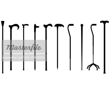 black canes for the elderly on a white background