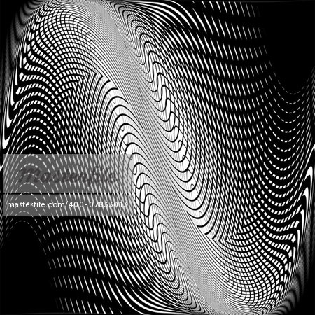 Design monochrome wave movement background. Abstract warped backdrop. Vector-art illustration