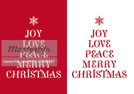 Christmas cards with typographic tree, vector