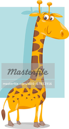 Cartoon Illustration of Cute Giraffe African Animal