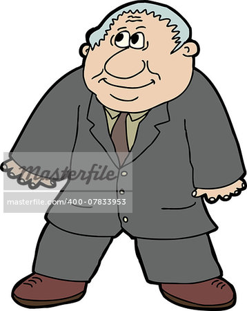 Happy senior businessman cartoon on isolated background