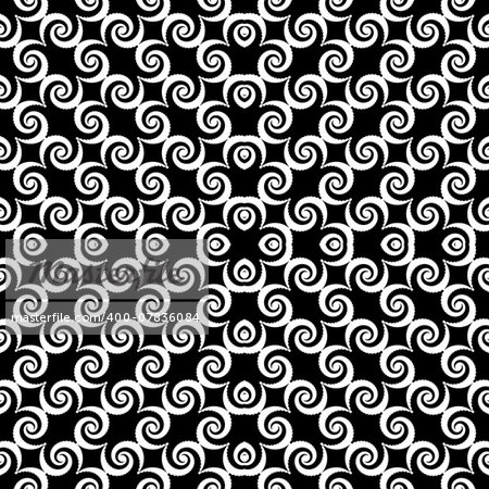 Design seamless monochrome spiral movement decorative pattern. Abstract whirl background. Vector art