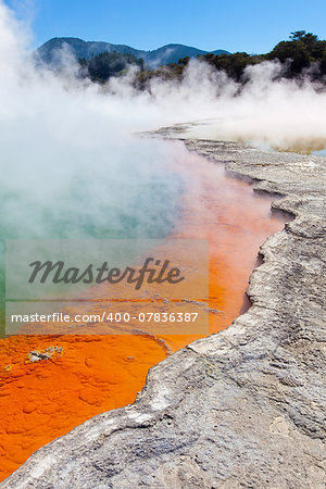 champagne pool at wai-o-tapu geothermal area in new zealand