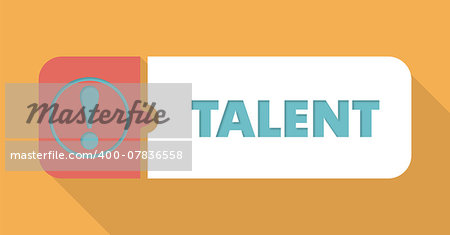 Talent Button in Flat Design with Long Shadows on Blue Background.