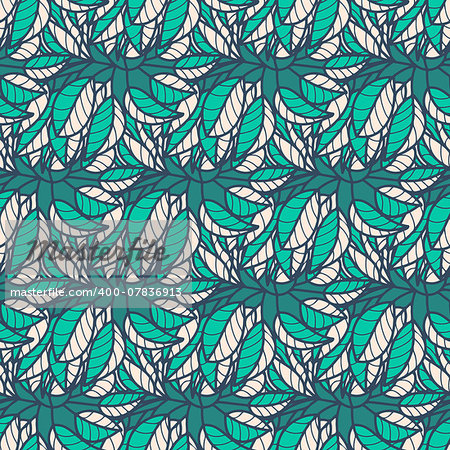 Abstract seamless pattern with green leaves. Vector illustration.