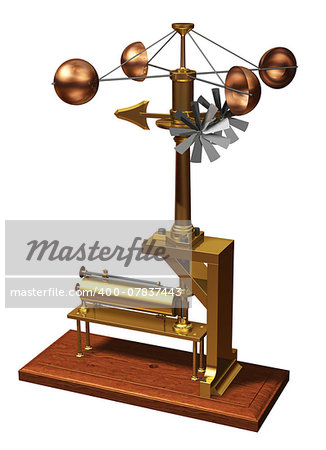 Retro Anemometer. Weather Station. Realistic 3D Model.