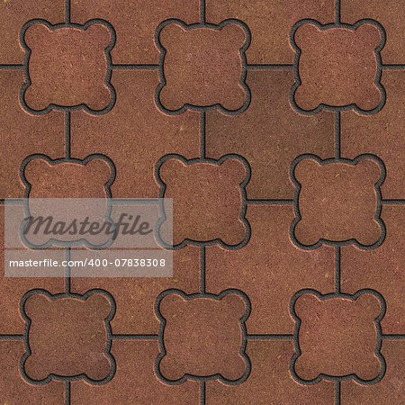 Brown Pavement Consisting of Combined Quadrangle and Quatrefoil, Seamless Tileable Texture.