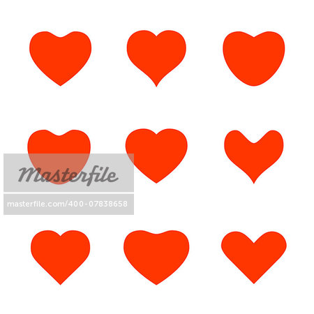 Various red heart shape icons