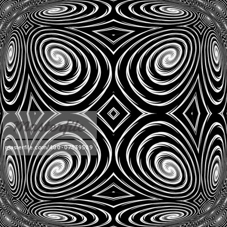 Design monochrome spiral movement background. Abstract backdrop in op art style. Vector art