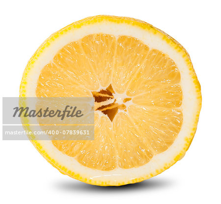 Slice Of Fresh Lemon Isolated On White Background