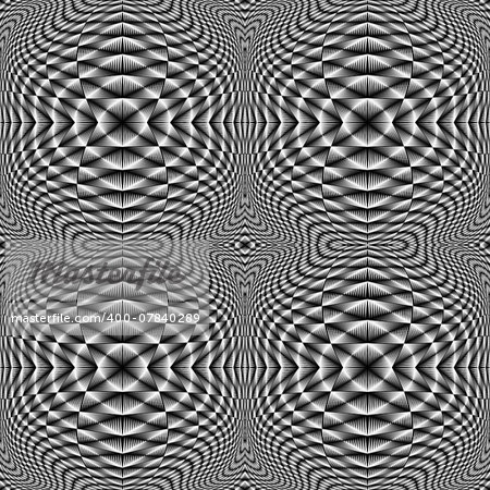 Design seamless monochrome illusion checkered pattern. Abstract torsion background. Vector art. No gradient