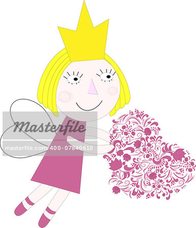 Angel heart vector illustration Princess with heart