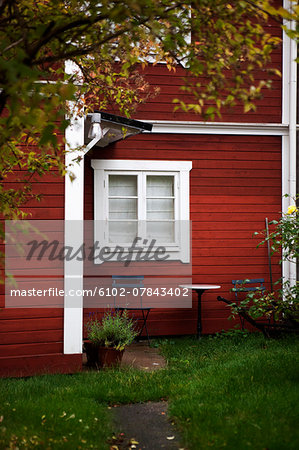 Garden near red cottage