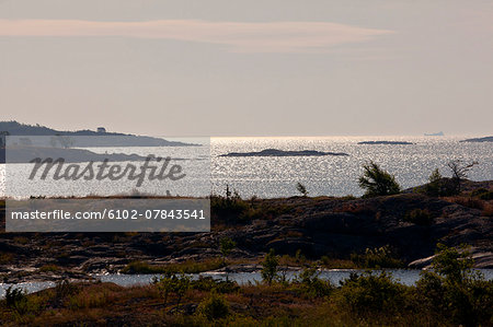 View of coast at evening