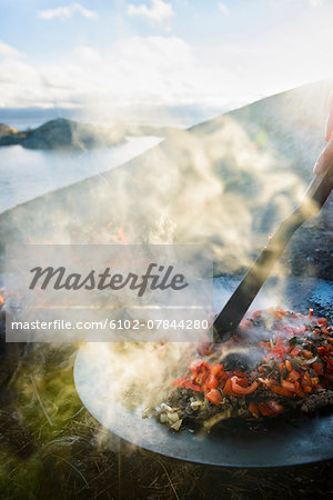 Preparing food outdoor Preparing food outdoor