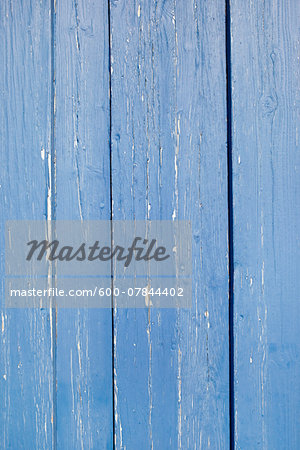 Close-up of blue, painted, wooden wall, France