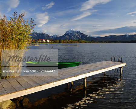 Wooden Jetty, Hopfen am See, Lake Hopfensee, Bavaria, Germany