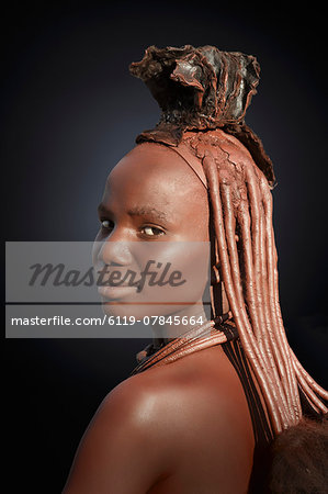 Himba with braided hair, Kaokoland, Namibia, Africa