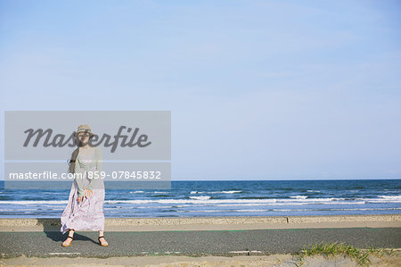 Japanese woman at the beach