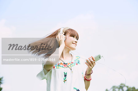 Japanese woman in a park