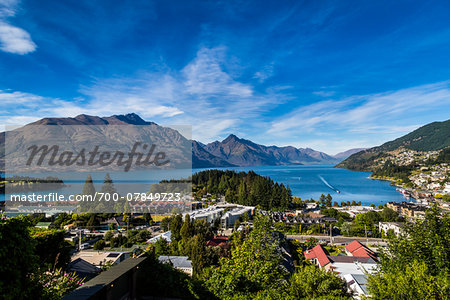 Scenic overview of Queenstown, Otago, South Island, New Zealand Scenic overview of Queenstown, Otago, South Island, New Zealand