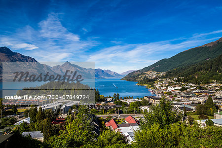 Scenic overview of Queenstown, Otago, South Island, New Zealand