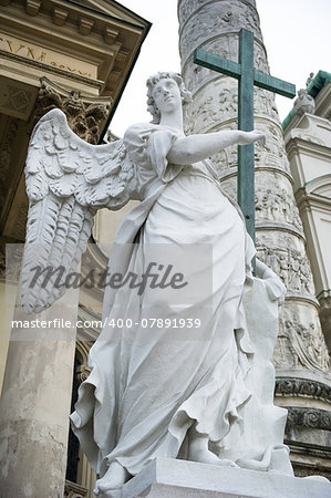 Angel statue  neat The St. Charles's Church (Karlskirche), Vienna