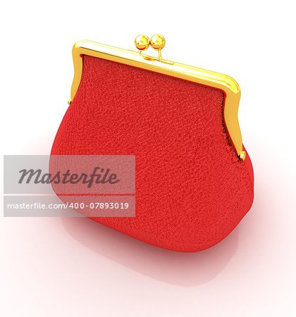 Leather purse on a white background