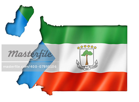 Equatorial Guinea flag map, three dimensional render, isolated on white