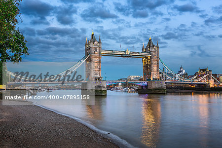 Thames River and Tower Bridge at the Evening, London, United Kingdom