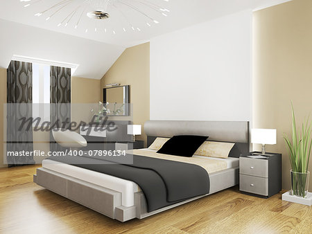 Bedroom in contemporary style 3d rendering