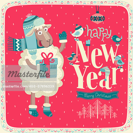 New Year card. Vector illustration.