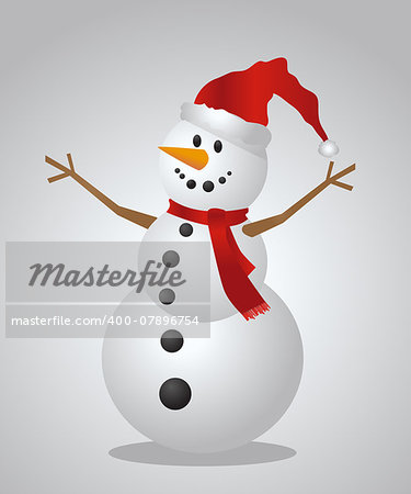 Christmas Snowman with a Santa Hat