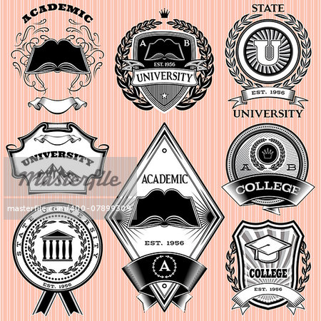 set of vector templates for emblem in education