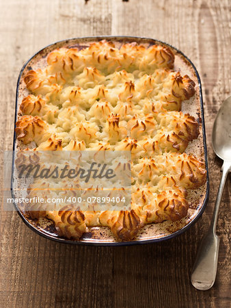 close up of rustic traditional british shepard pie