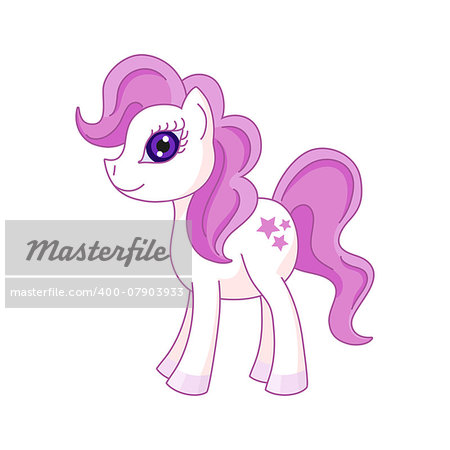 Vector illustration of cute horse, pony with a magnificent mane and tail