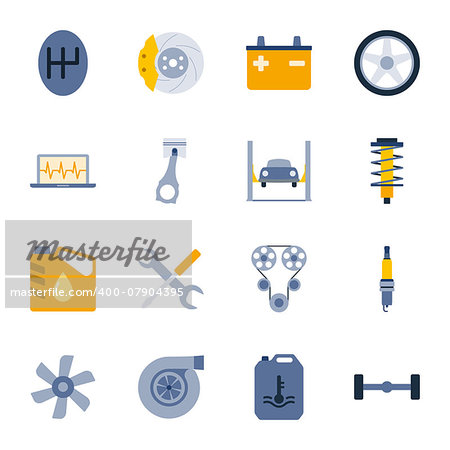 Car service flat icons set graphic illustration design