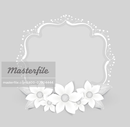 Floral frame with white flowers with place for text