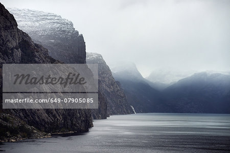 Misty view of Lysefjord, Rogaland County, Norway