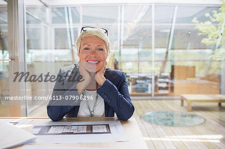 Businesswoman smiling in office