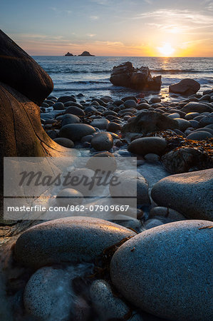 Rocky beach at Porth Naven, Land's End,Cornwall, England