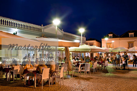 Restaurants in the old market hall, Mercado da Ribeira, Tavira, Algarve, Portugal