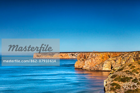 Rocky coast, Praia do Beliche, Cabo de Sao Vicente, Costa Vicentina, Algarve, Portugal